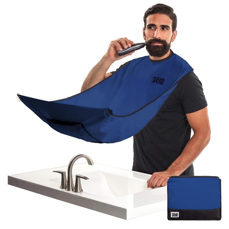 BEARD KING Beard Bib Apron - As Seen on Shark Tank – Gifts for Him, Stocking Stuffers for Men, Mens Gift, Blue - Image 1